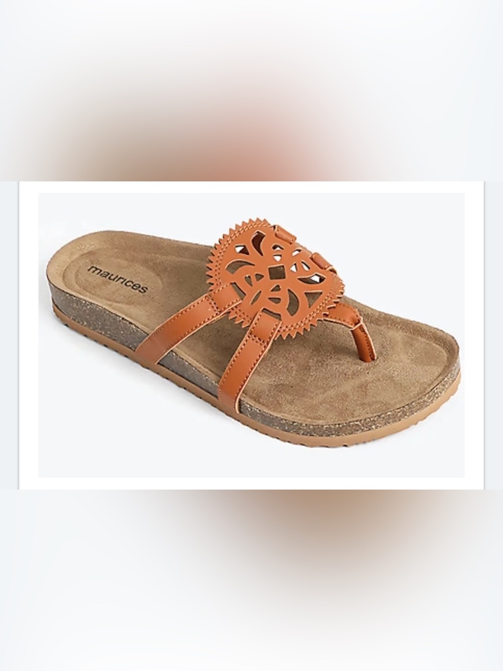 Maurices Burnt Orange Tan Decorative Cutout Slide Sandals SuperCush Alyssa 11